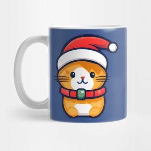 Xmas Ginger cat in Santa hat Mug